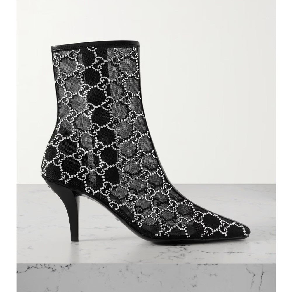 Gucci Women’s GG Crystal Mesh Bootie (Black)
